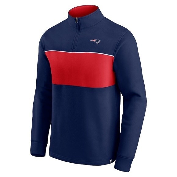 FANATICS XL Men's Navy, Red New England Patriots Block Party Quarter-Zip Jacket - Picture 2 of 6